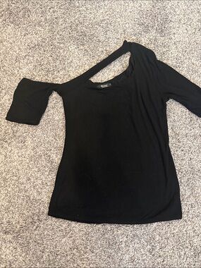 Michael Lauren Black One-Shoulder Asymmetric Tank Top
